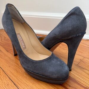 Luca Luca Italian Blue Grey Suede Women's Heels Size 6.5/7 EU 37